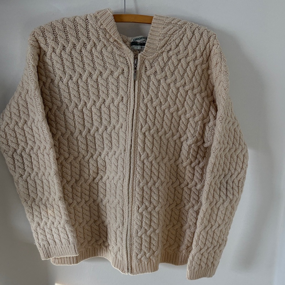 Aran Crafts Cream Cable Knit Cardigan